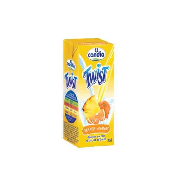 Boisson au lait et jus de fruits - Twist Candia - Orange Ananas- 20cl