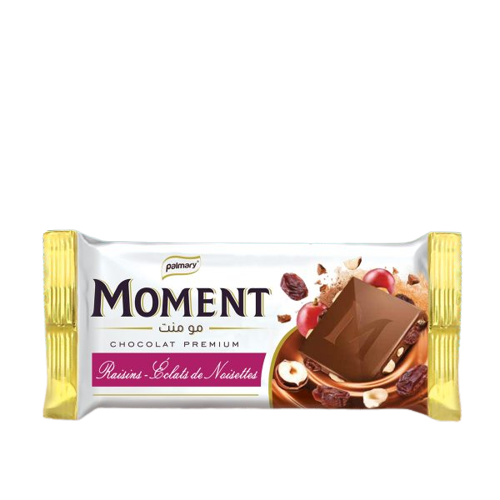 Chocolat Moment - Raisins et éclats de noisettes - 100g