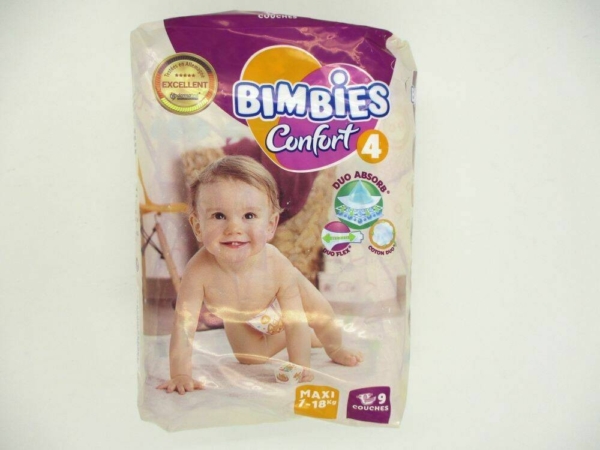 Couches bébé BIMBIES - CONFORT -N4 - 9pcs