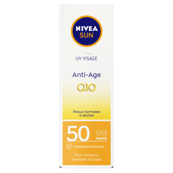 Crème solaire Nivea Sun - anti-âge - Q10 - SPF 50 - Peaux normales à sèches - 50ml