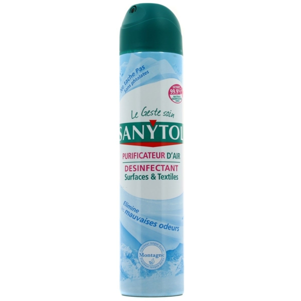 Sanytol purificateur d'air désinfectant surfaces & textiles montagne 300 ml |