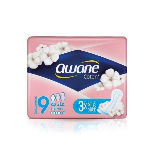 Serviettes Hygiénique Awane Coton - Normale - 9pcs