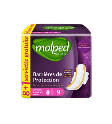 Serviettes Hygiéniques Molped - Maxi thick- barrière de protection- Longue- 8pcs