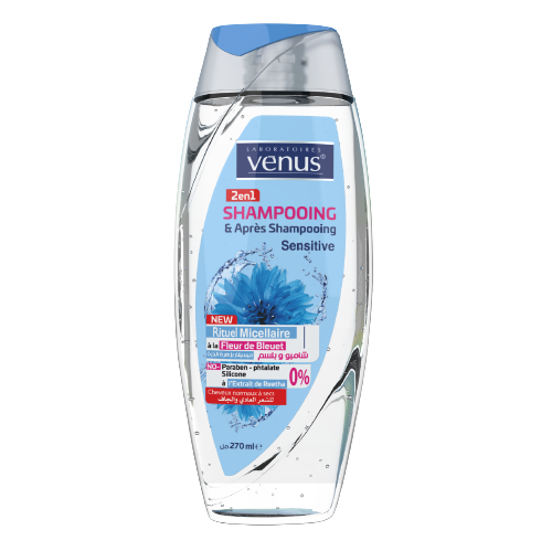 Shampooing Venus Micellaire - Sensitive -à la fleur de bleuet - Cheveux normaux à secs - 270ml