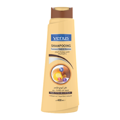 Shampooing Venus - Protéines d'oeufs et vitamines - Tout types cheveux - 400ml